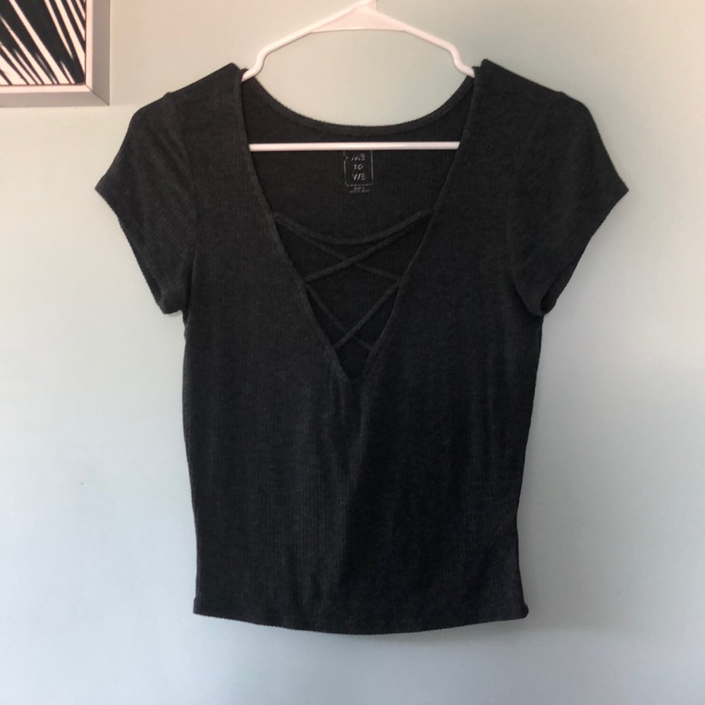 Grey ME TO WE crop top